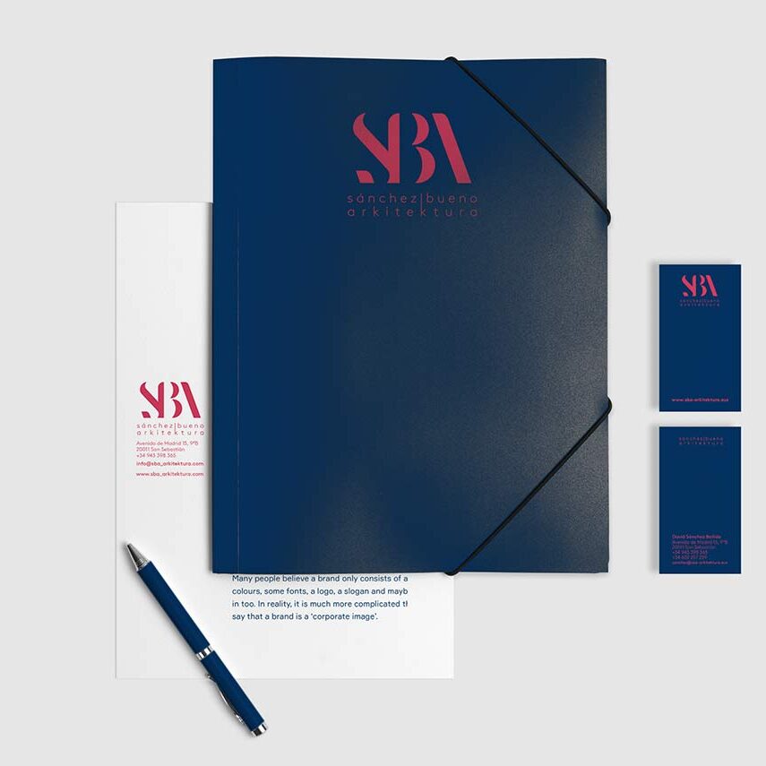 SBA Arkitektura diseño identidad visual: papelería corporativa